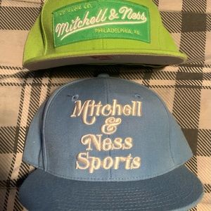 Lot of 2 Mitchell and Ness Branded Fitted Caps